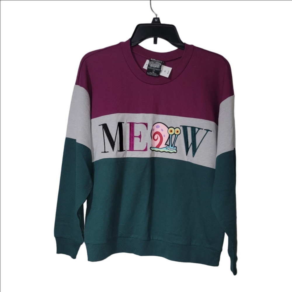 Spongebob SquarePants Gary Crewneck SweatshIrt In Purple, Gray, Green NWT, XS - Picture 2 of 11